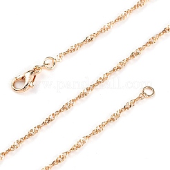 1.5mm Rack Plating Brass Singapore Chain Necklaces for Women Men&nbsp;MAK-L044-28KCG