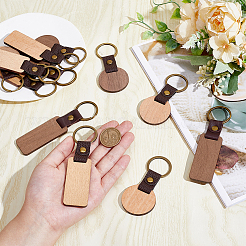 16Pcs 4 Styles Wooden Pendant Keychain&nbsp;KEYC-PH0002-06