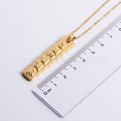 French Vintage Style Stainless Steel Om Mani Padme Hum Rectangle Pendant Necklaces for Women&nbsp;JR8082
