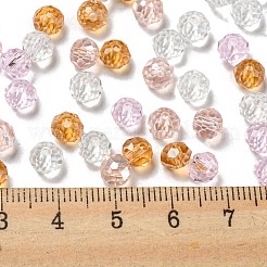 ガラスビーズ  多面カット  ロンデル  パールピンク  6x5mm  穴：1mm  約130個/28g&nbsp;LS-EGLA-A034-SM6mm-23