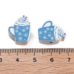 クリスマステーマのプリントウッドビーズ  染め  ドリンク  16.5x13.5x6mm  穴：2mm&nbsp;WOOD-M015-05C