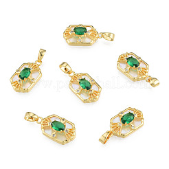 Brass Micro Pave Clear Cubic Zirconia Pendants&nbsp;KK-N233-422