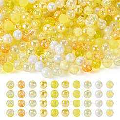 300 個 10 スタイル混合スタイルアクリルビーズ  ラウンド  きいろ  7.5~8x7~8mm  穴：1.5~2mm  30個/スタイル&nbsp;MACR-TA0001-84B