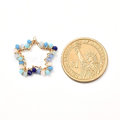 真鍮チャーム  ガラスビーズ  スター  ミックスカラー  23.5x26x3mm  穴：1mm&nbsp;PALLOY-JF00997
