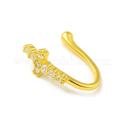 Clear Cubic Zirconia Cross Clip on Nose Rings&nbsp;LS-AJEW-F059-11G