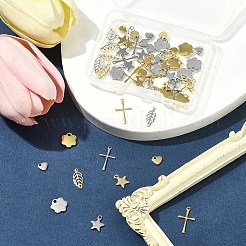 60個10スタイル304ステンレススチールペンダント  混合図形  ゴールデン·ステンレス鋼色  5~16x5~10x0.3~1mm  穴：0.5~1.6mm  6個/スタイル&nbsp;STAS-FS0001-78