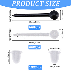 環境に優しいプラスチックスタッドピアスのパーツ  ボールヘッドピン  耳ナッツ  ミックスカラー  15x3mm  ピン：0.95mm  2色  800個/カラー  1600pc&nbsp;KY-SC0002-23