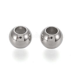 202ステンレスビーズ  内部のゴムと  スライダービーズ  ステンレス鋼色  7.8x6.2mm  穴：3.5mm&nbsp;STAS-K204-02A-P
