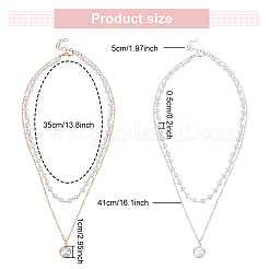 2個 2色 プラスチック製模造真珠ペンダント 二重層ネックレスセット  女性のための合金ジュエリー  プラチナ＆ライトゴールド  15.12インチ（38.4cm）  1pc /カラー&nbsp;NJEW-AN0001-11