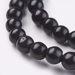 合成ターコイズビーズ連売り  染め  ラウンド  ブラック  8mm  穴：1mm  約50個/連  15.35インチ&nbsp;TURQ-G106-8mm-02C