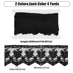 8ヤード 2色コットンレーストリム  縫製装飾用のバラの刺繍レースリボン  フラット  ミックスカラー  3-1/2インチ（90mm）  4ヤード/カラー&nbsp;SRIB-HY0001-06