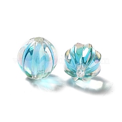 ツートン UV メッキ レインボー虹色アクリル ビーズ  カボチャ  空色  15.5x14.5~15mm  穴：2.7~2.8mm&nbsp;LS-TACR-D010-05A