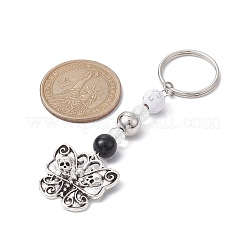 合金ペンダントキーホルダー  アイロンスプリットキーホルダーとアクリルビーズ付き  蝶  7.9cm&nbsp;KEYC-JKC00627-03