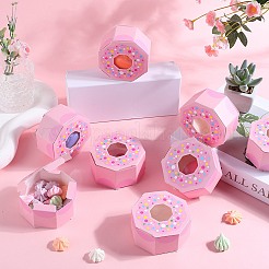 六角ドーナツ厚紙箱  PVCウィンドウ付き  キャンディー＆クッキーパッケージ用品  ピンク  7.9x7.9x4cm&nbsp;CON-WH0019-18A