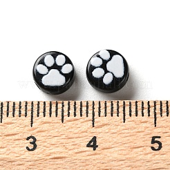 不透明なアクリルビーズ  足の丸いフラットラウンド  ブラック  7x3.5mm  穴：1.5mm&nbsp;OACR-Z027-04B-01