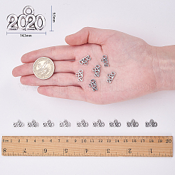 チベット風亜鉛合金チャーム  数  アンティークシルバー  14.3x9.5x1.5mm  穴：1.6mm  150個/箱&nbsp;PALLOY-SC0002-14AS