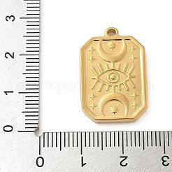 304ステンレスペンダント  目と月のチャーム付き長方形  ゴールドカラー  24.5x16.5x2.5mm  穴：1.8mm&nbsp;STAS-I322-20G
