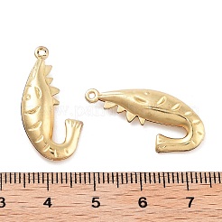 316サージカルステンレスペンダント  エビのチャーム  18KGP本金メッキ  28x13x4mm  穴：1mm&nbsp;STAS-B072-02G