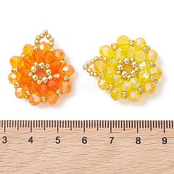 ガラスチャーム  花輪のチャーム  シードビーズで  多面カット  ミックスカラー  29x25x9.5mm  穴：2x3mm&nbsp;PALLOY-MZ01262