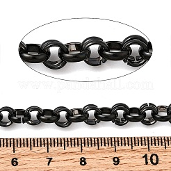 304ステンレススチールリングリンクチェーン  溶接されていない  スプールで  PVD真空メッキ  長持ちメッキ  ブラック  6x6x3mm&nbsp;CHS-K024-10EB