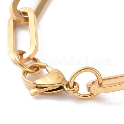 PVD Vacuum Plating 304 Stainless Steel Paperclip Chain Bracelet for Men Women&nbsp;BJEW-E031-04G-01