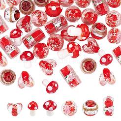 38Pcs 7 Style Handmade Luminous Inner Flower Lampwork Beads&nbsp;LAMP-OC0001-45