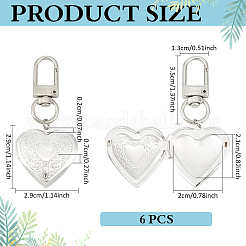 6Pcs Heart Brass Locket Pendant Decorations&nbsp;HJEW-MA00008
