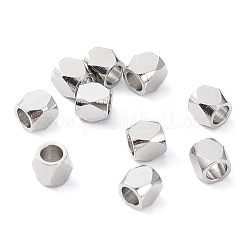 変色しない201ステンレススチールビーズ  キューブ  ステンレス鋼色  3x3x3mm  穴：2mm&nbsp;STAS-P327-10P