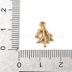 海洋動物 304 ステンレススチール コーラルシェイプチャーム  ゴールドカラー  13.5x9x2mm  穴：1mm&nbsp;STAS-K287-07B-G
