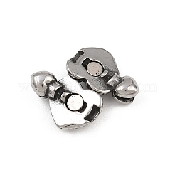 316サージカルステンレススチール製マグネット留め具  ハート  アンティークシルバー  9x17.5x7mm&nbsp;STAS-Z165-09AS-02