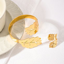 Leaf Alloy Cuff Bangles & Cuff Rings Sets&nbsp;FS-WG68E2E-01