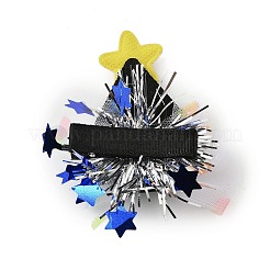 クリスマステーマのグリッターフェルト生地のワニのヘアクリップ  鉄クリップ付き  クリスマスツリー  83x81x14mm&nbsp;PHAR-U002-01F