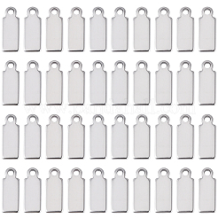 304ステンレススチール製刻印入りブランクタグペンダント100個  長方形  ステンレス鋼色  11x4x1mm  穴：1.5mm&nbsp;STAS-BM0001-03