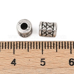チベット風合金ビーズ  コラム  カドミウムフリー＆鉛フリー  タイスターリングシルバーメッキ  6.5x5.5mm  穴：2.5mm&nbsp;FIND-C068-14AS