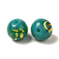 手作りランプワークビーズ  ラウンド  ダークシアン  15.5~16mm  穴：1.6~2.3mm&nbsp;LAMP-C016-04E-15