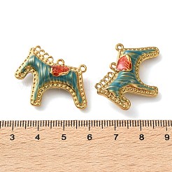 304ステンレス鋼エナメルシャンデリア部品リンク  イオンプレーティング（ip）  18KGP本金メッキ  馬  スチールブルー  25x31x9mm  穴：1.3mm&nbsp;SA-L002-10G