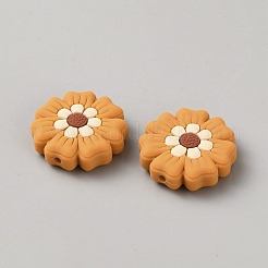 シリコンビーズ  花  砂茶色  28x8mm  穴：2.5mm&nbsp;SIL-TAC0013-14A