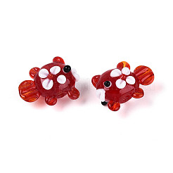 手作りランプワークビーズ連売り  魚＆花  ファイヤーブリック  16~19x20.5~24x11~14mm  穴：1.2~2mm  約19~20個/連  10.24~11.22インチ（26~28.5cm）&nbsp;LAMP-N036-21E