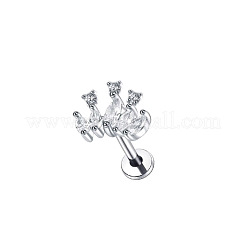 304ステンレススチールキュービックジルコニア軟骨イヤリング  ステンレス鋼色  花  12x10mm&nbsp;WGBE79F-03