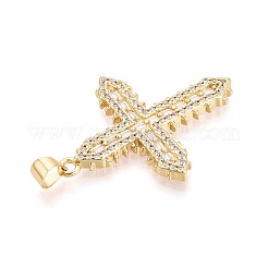 Brass Micro Pave Clear Cubic Zirconia Pendants&nbsp;KK-N268-93G