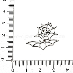ハロウィン 201 ステンレス ペンダント  クモの巣とコウモリのチャーム  ステンレス鋼色  21.5x25x1mm  穴：1.4mm&nbsp;SA-CBA6FBD-11P