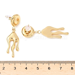 304ステンレススチールダングルスタッドピアス  流れの形状  ゴールドカラー  43.5x12mm&nbsp;LS-EJEW-S264-02G