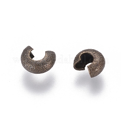 真鍮製つぶし玉カバーカシメ玉カバー  アンティークブロンズ  直径約4mm  厚さ3mm  穴：2mm&nbsp;KK-G016-AB