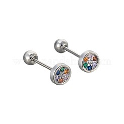 真鍮製マイクロパヴェ カラフルキュービックジルコニア軟骨ピアス  フラットラウンド  プラチナ  51.5mm&nbsp;WG1E80B-02