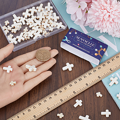 90個 3種類の合成ターコイズビーズ  染め  クロス  ベージュ  10~20x8~15x3.5~4mm  穴：1mm  30個/スタイル&nbsp;TURQ-SC0001-21A