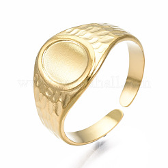 304 Stainless Steel Oval Open Cuff Ring&nbsp;RJEW-T023-54G