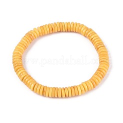 天然琥珀ビーズストレッチブレスレット（男性・女性用）  ディスク  1/4インチ（0.7cm）  内径：2インチ（5.2cm）&nbsp;BJEW-T018-17