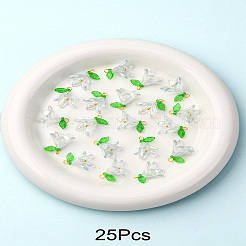 50個透明アクリルパーツ  花  真鍮パーツ  淡いターコイズ  16mm  穴：2mm  50個/セット&nbsp;PALLOY-FS00038-04