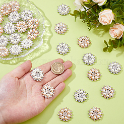 30個2色プラスチックカボション  花  ミックスカラー  27~28x7mm  15個/カラー&nbsp;FIND-DC0007-64