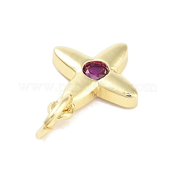 Cross Charms Rack Plating Brass Cubic Zirconia&nbsp;KK-M293-20G-02